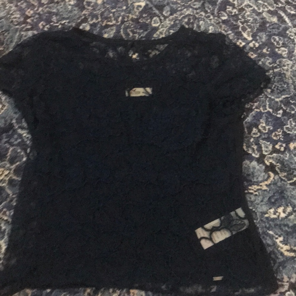 Hollister navy lace top